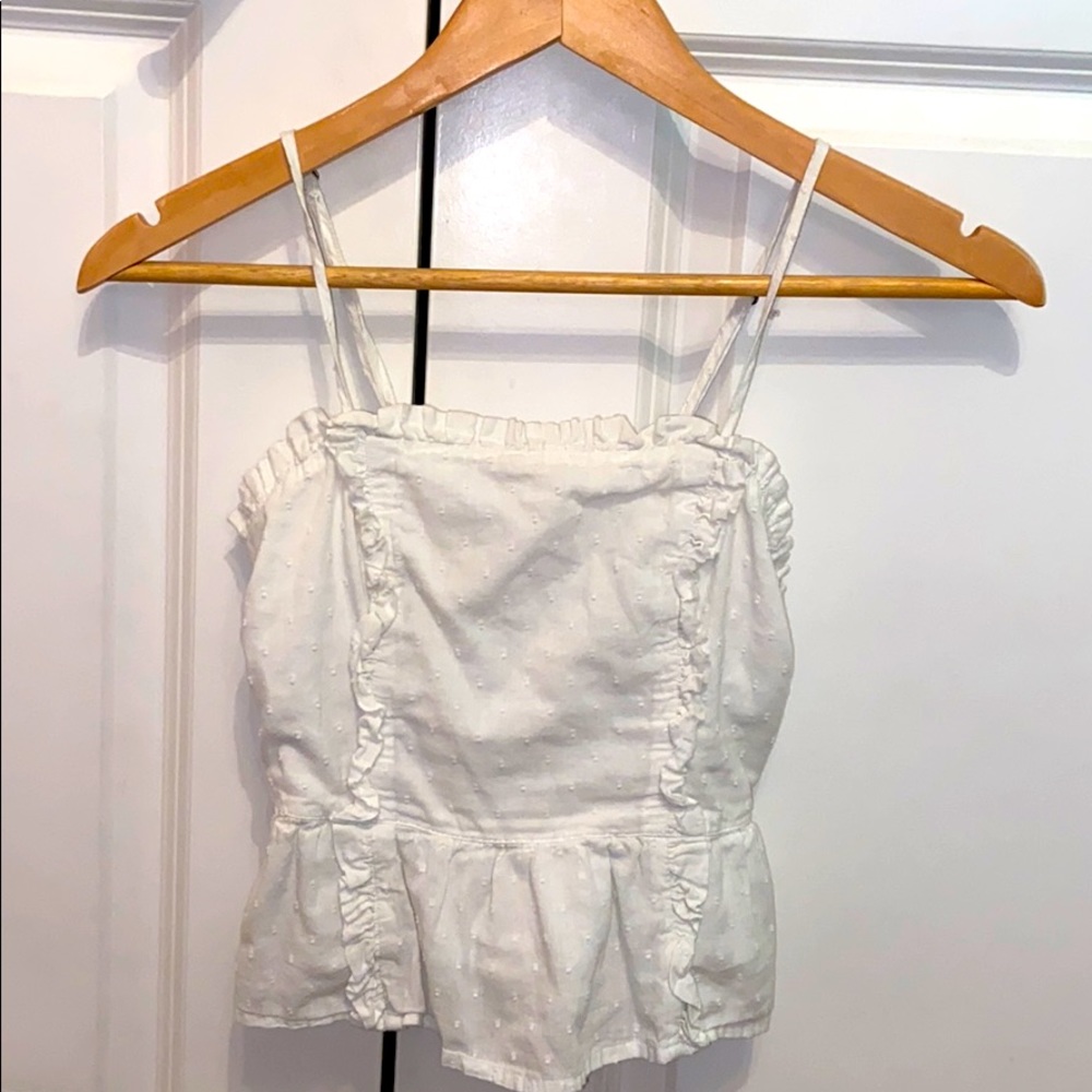 form fitting white crop tank top